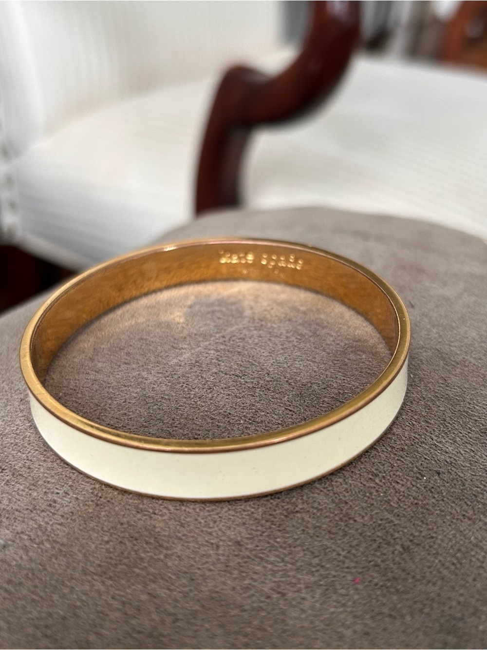kate spade gold plated Cream and Gold Enamel Bangle Bracelet